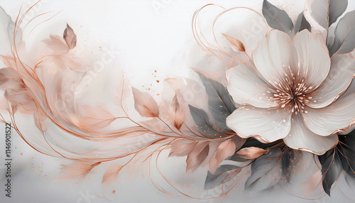 Tło kwiatowe, papier dekoracyjny w kwiaty, jasna tapeta kwiatowa, jasny, pastelowy kolor, kartka, puste miejsce na tekst lub zaproszenie