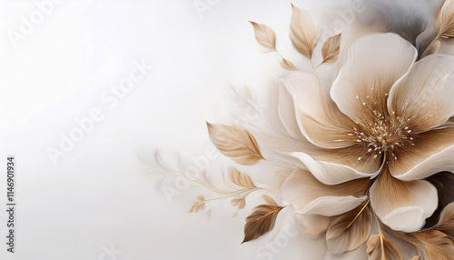 Papier dekoracyjny w kwiaty, jasna tapeta kwiatowa, abstrakcyjne tło kwiatowe, jasny, pastelowy kolor, puste miejsce na tekst