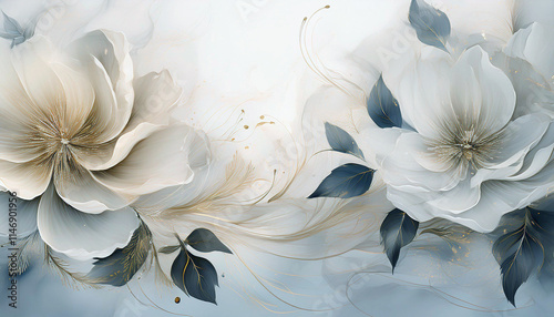 Papier dekoracyjny w kwiaty, jasna tapeta kwiatowa, abstrakcyjne tło kwiatowe, jasny, pastelowy kolor, puste miejsce na tekst