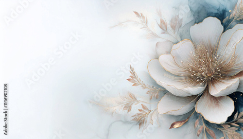 Papier dekoracyjny w kwiaty, jasna tapeta kwiatowa, abstrakcyjne tło kwiatowe, jasny, pastelowy kolor, puste miejsce na tekst