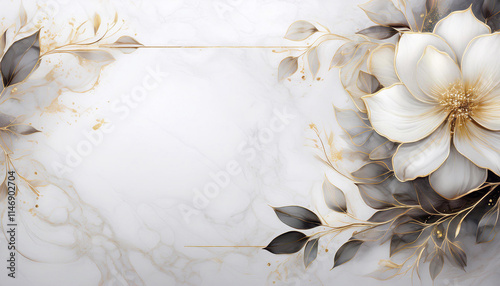 Papier dekoracyjny w kwiaty, jasna tapeta kwiatowa, abstrakcyjne tło kwiatowe, jasny, pastelowy kolor, puste miejsce na tekst © anettastar