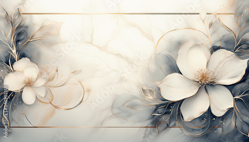 Papier dekoracyjny w kwiaty, jasna tapeta kwiatowa, abstrakcyjne tło kwiatowe, jasny, pastelowy kolor, puste miejsce na tekst © anettastar