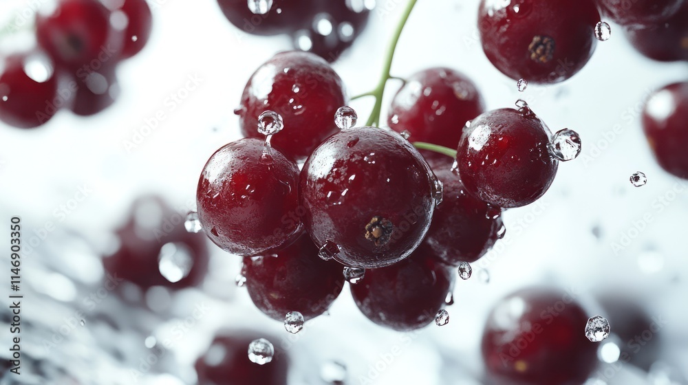 Red currants splashing in water. Red currants splashing in water.