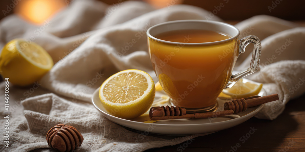 cup of tea with lemon and cinnamon cup of tea with lemon and cinnamon