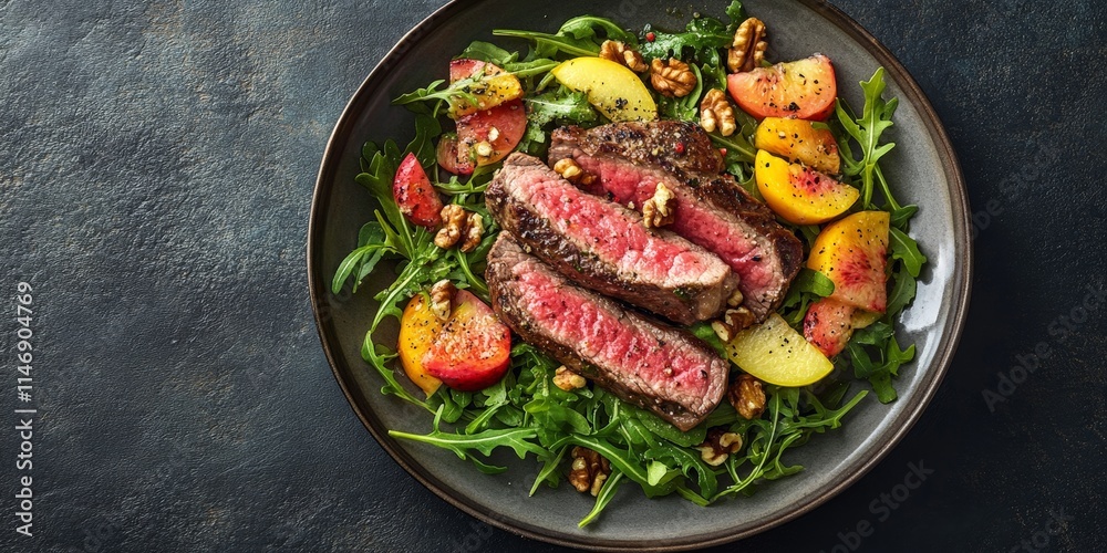Salad with grilled meat and berries Salad with grilled meat and berries