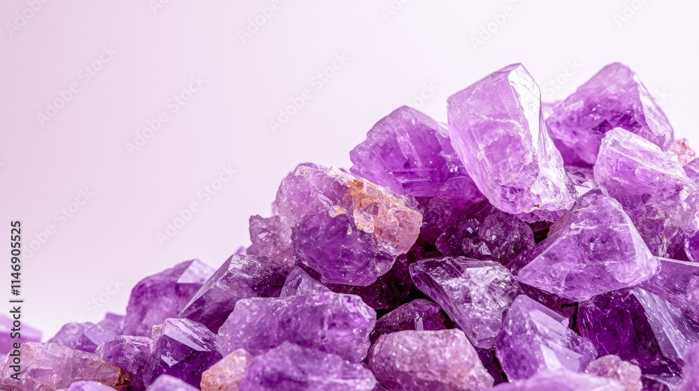 Fototapeta premium A pile of purple crystals on a white background