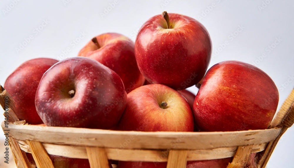 Fresh Red Apples in a Wooden Basket Ready for Market and Consumption Fresh Red Apples in a Wooden Basket Ready for Market and Consumption