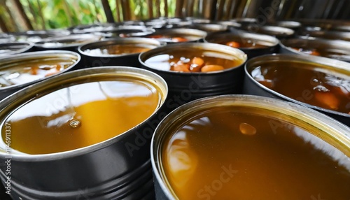 Palm Oil in Steel Drums Ready for Transportation and Food Industry Use