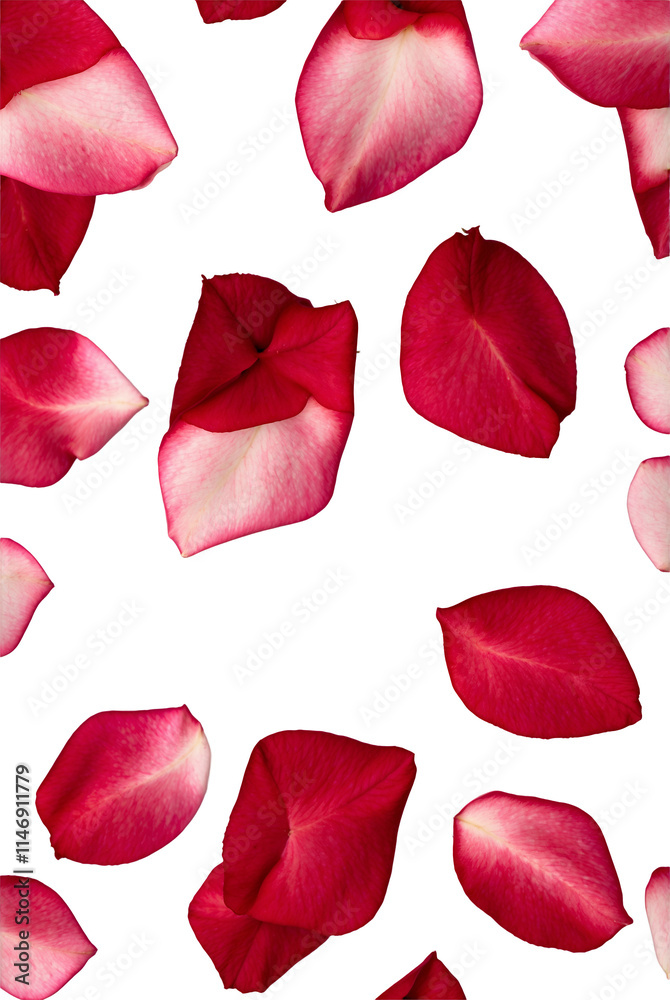 Scattered red rose petals on a white background, floral arrangement concept with copy space
Scattered red rose petals on a white background, floral arrangement concept with copy space