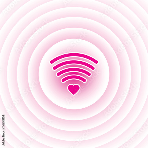 Wave of love icon sign symbol vector illustration background with flat cartoon style design concept
