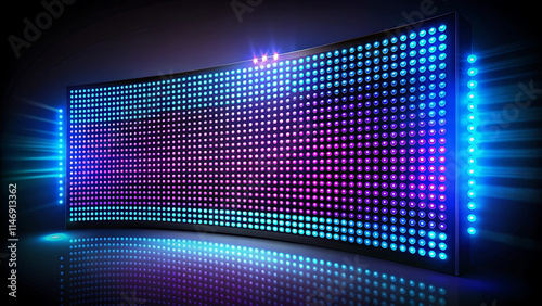 Wallpaper Mural Authentic concave LED display vector illustration with neon blue and purple dot lights for a stadium digital scoreboard Torontodigital.ca