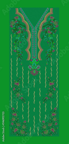 Indian Embroidery Neck and Border Design, Pattern, Patch, Embroidery Designs, Women Shirt Designs, Embroidery Allover Designs Embroidery Illustration, for Textile Clothing Design Manual artwork