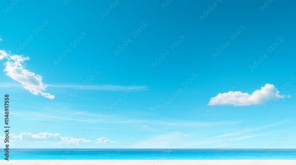 A view of the ocean with a blue sky and white clouds A view of the ocean with a blue sky and white clouds