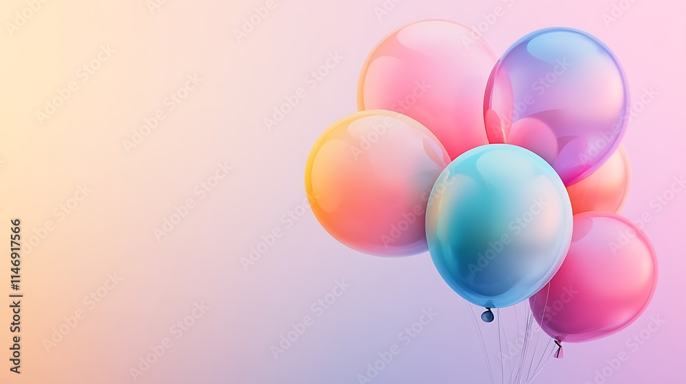 Minimalist balloons in a bunch against soft gradient background with text area Minimalist balloons in a bunch against soft gradient background with text area