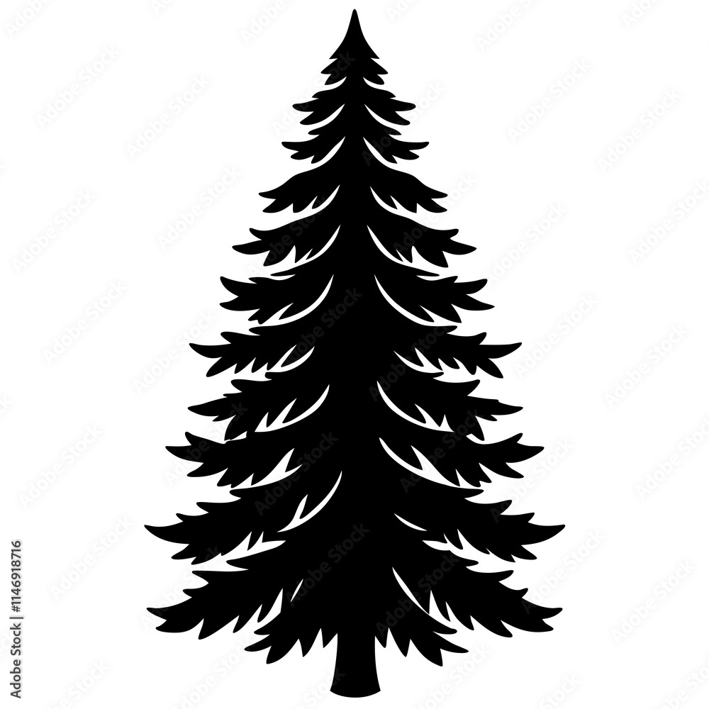 Minimalist Pine Tree Silhouette Line Art Vector Minimalist Pine Tree Silhouette Line Art Vector