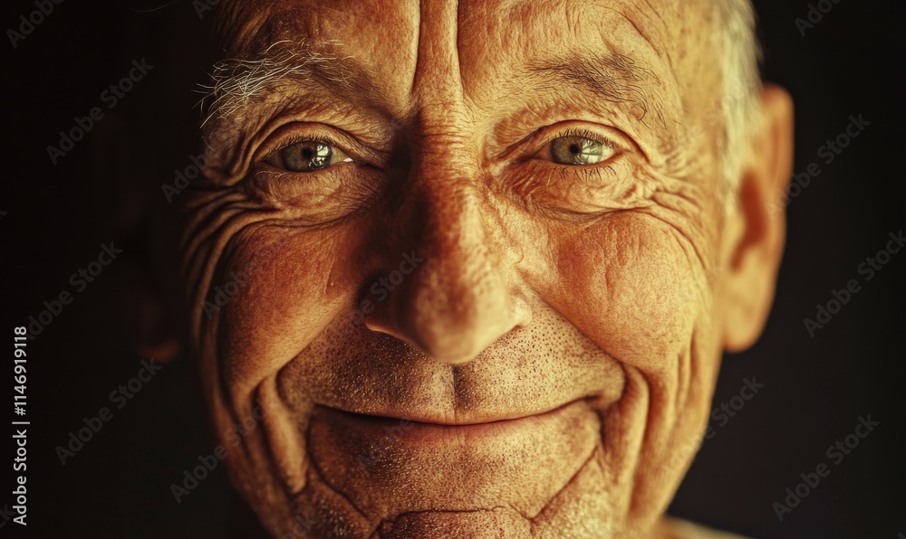 Elderly man smiling with deep gratitude, wrinkles telling a story of a well-lived life, eyes sparkling with wisdom and contentment, dramatic light, . Elderly man smiling with deep gratitude, wrinkles telling a story of a well-lived life, eyes sparkling with wisdom and contentment, dramatic light, .