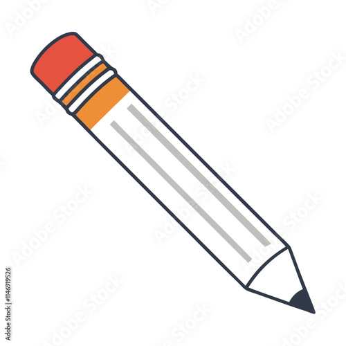Flat Pencil Icon Vector - Education and Stationery Illustration.  Drawing and Art Element
