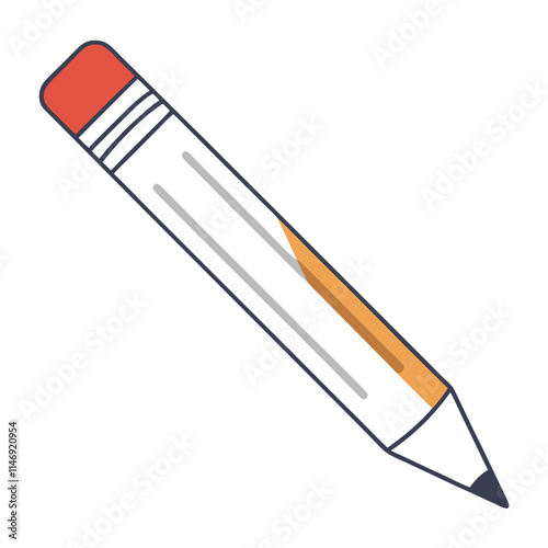 Flat Pencil Icon Vector - Education and Stationery Illustration.  Drawing and Art Element