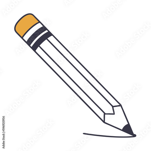 Flat Pencil Icon Vector - Education and Stationery Illustration.  Drawing and Art Element