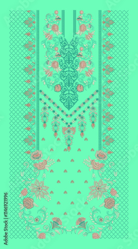 Indian Embroidery Neck and Border Design, Pattern, Patch, Embroidery Designs, Women Shirt Designs, Embroidery Allover Designs Embroidery Illustration, for Textile Clothing Design Manual artwork