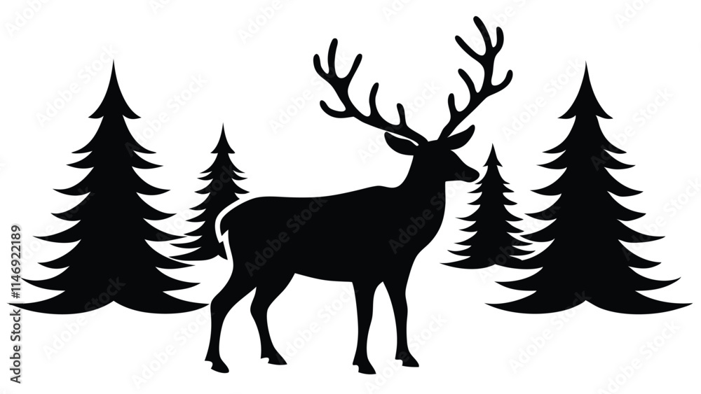 Reindeer Grazing in the Snow