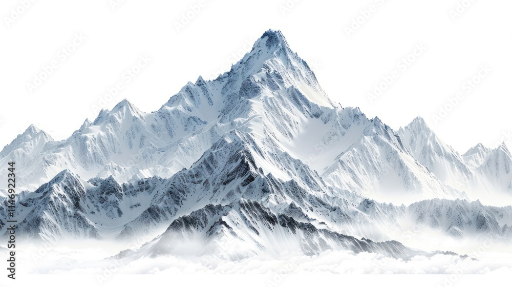 Obraz premium Majestic Snowy Mountain Range: A Breathtaking Winter Landscape