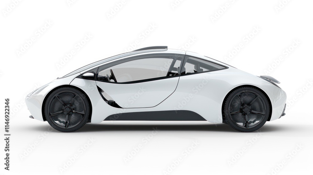 Sleek White Electric Sports Car: Futuristic Design Sleek White Electric Sports Car: Futuristic Design
