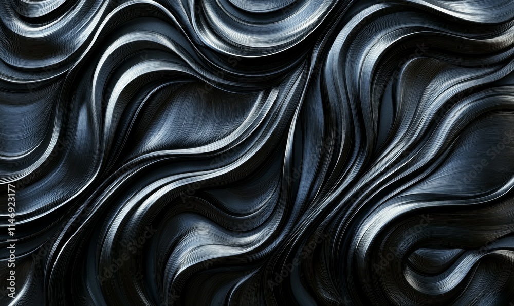 Naklejka premium Curvy Black Layers. Elegant Abstract