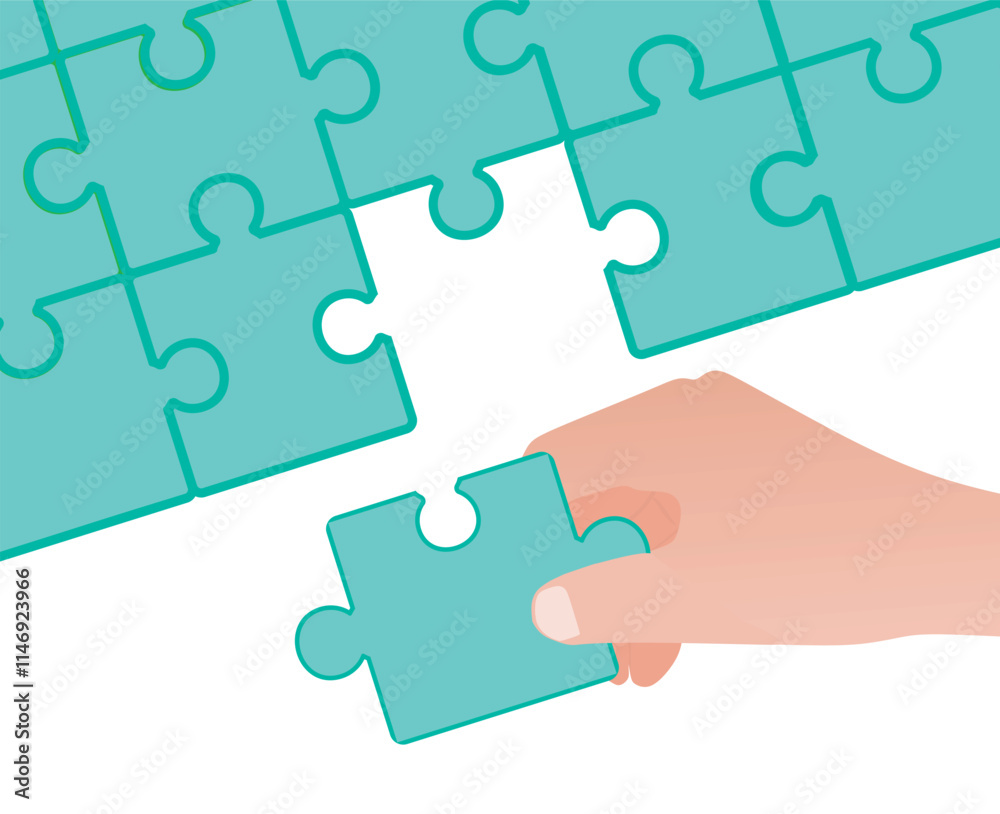 Hand complete puzzle. vector illustration Hand complete puzzle. vector illustration