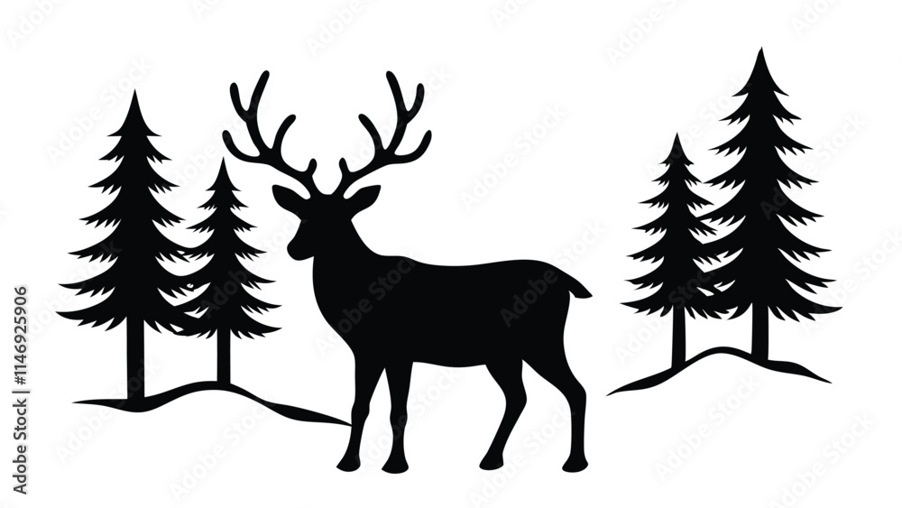 Reindeer Grazing in the Snow Reindeer Grazing in the Snow