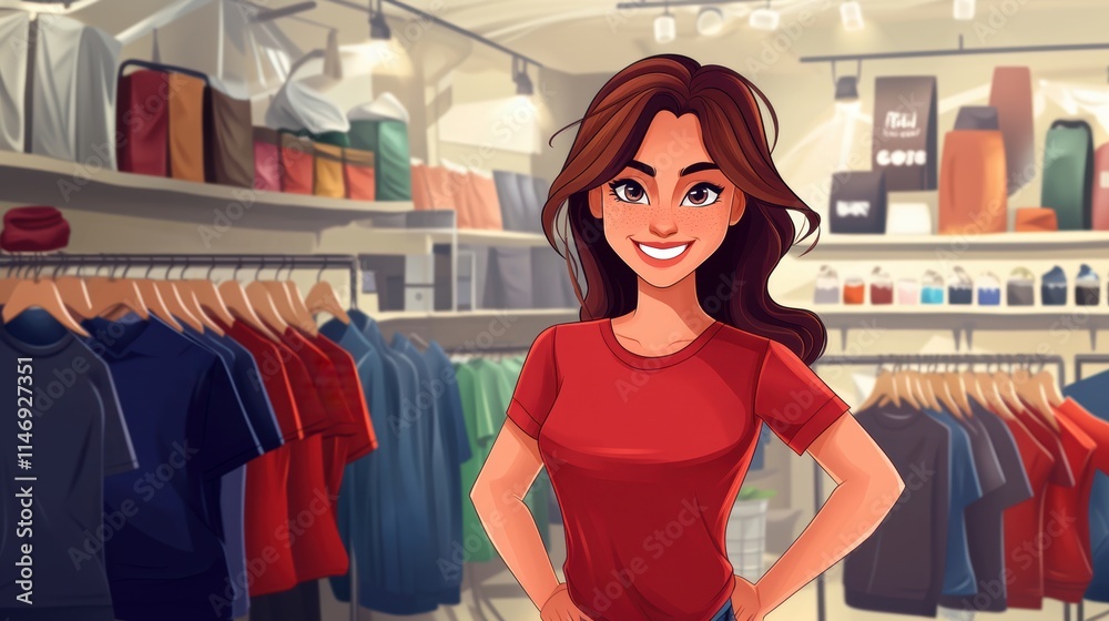 Portrait of a smiling happy friendly store employee in holiday shopping season Portrait of a smiling happy friendly store employee in holiday shopping season