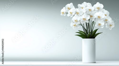 Wallpaper Mural A white vase with white flowers in it on a table Torontodigital.ca