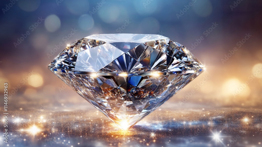 A Sparkling Diamond Gleams Brightly On A Glittering Surface A Sparkling Diamond Gleams Brightly On A Glittering Surface