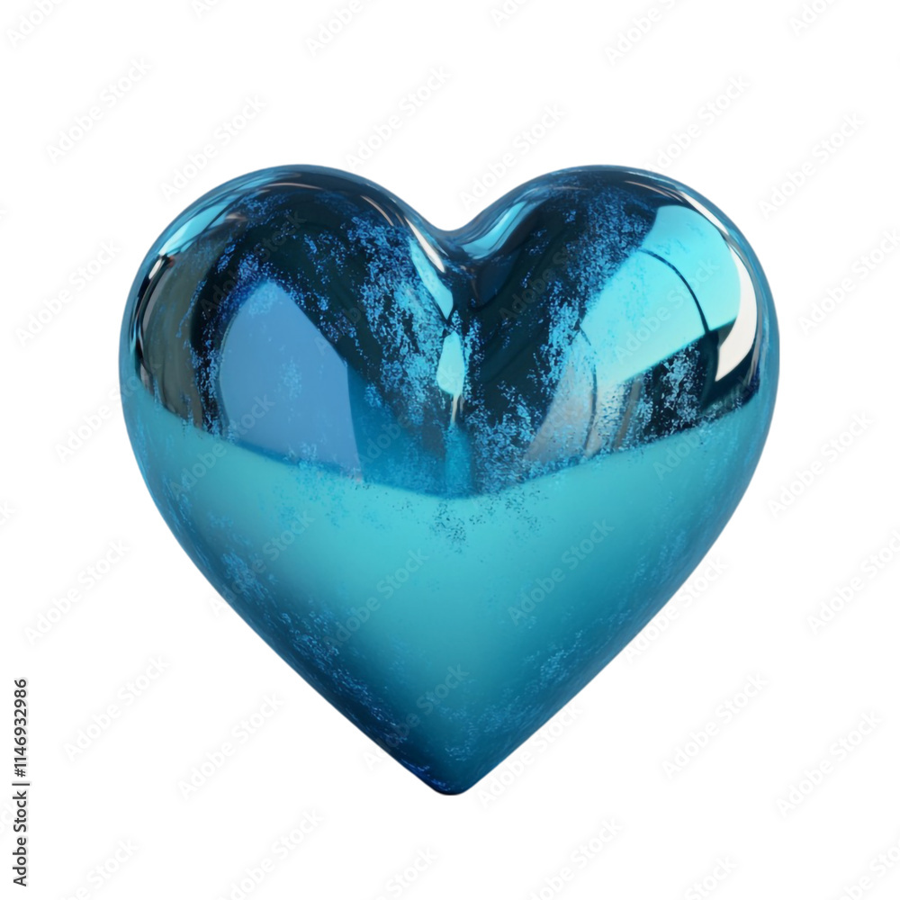 3D Render of a Realistic Blue Heart with Glossy Surface on Transparent Background 3D Render of a Realistic Blue Heart with Glossy Surface on Transparent Background