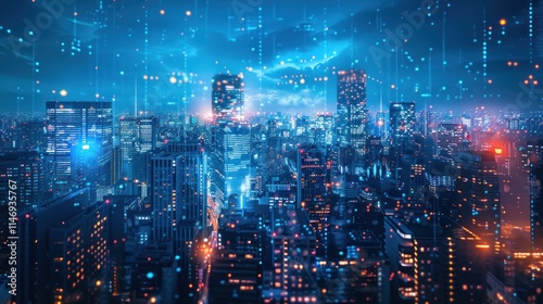 Wallpaper Mural Futuristic Cityscape: Digital Dawn Torontodigital.ca