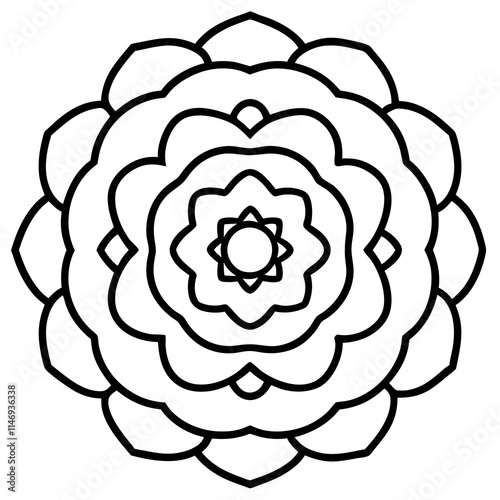 Ranunculus Flower Mandala Art Vector