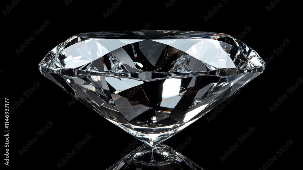 A Sparkling Brilliant Cut Diamond on Black Background A Sparkling Brilliant Cut Diamond on Black Background