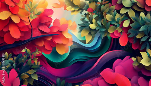 Colorful Leaves with Dynamic Swirl Design