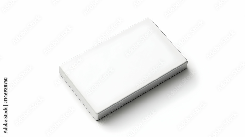 A sleek, minimalist white rectangular object, likely a modern design item or accessory. A sleek, minimalist white rectangular object, likely a modern design item or accessory.
