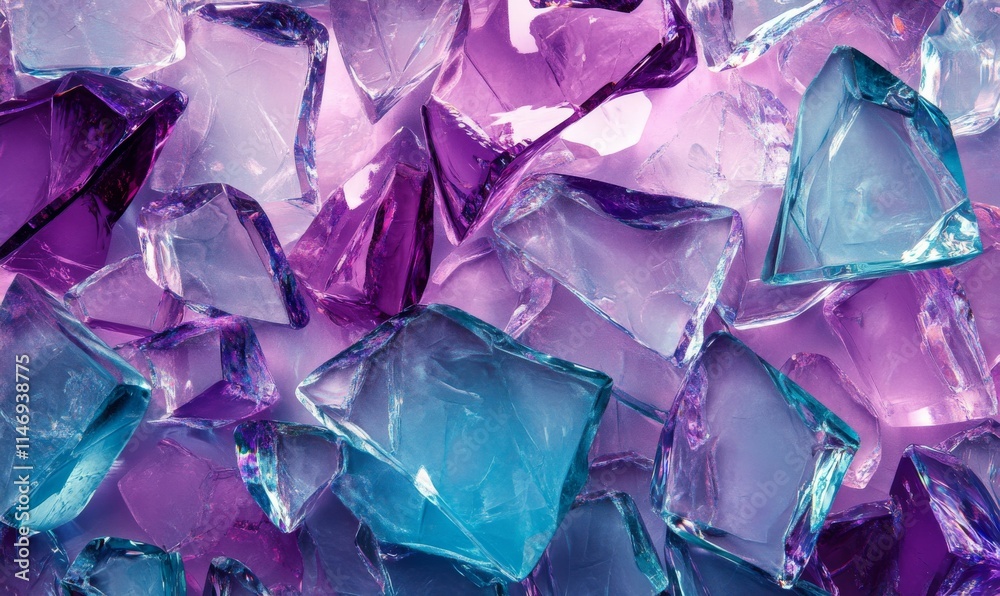 Modern Abstract Wallpaper, with Refractive Glass Fragments. Vibrant, Purple and Blue Modern Abstract Wallpaper, with Refractive Glass Fragments. Vibrant, Purple and Blue