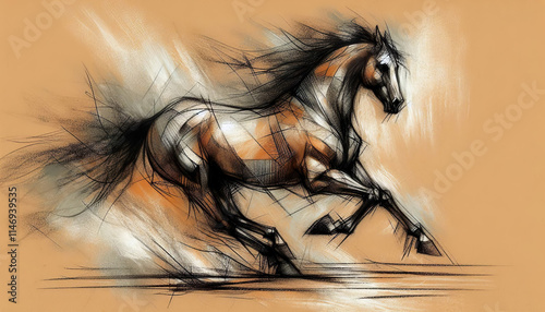 Artistic illustration of a majestic horse photo