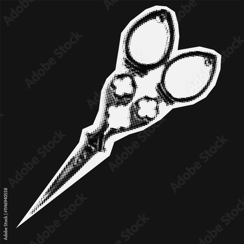 Halftone Decorative Collage Pop Art Element. Vintage Stippling Noise Sticker Vector Illustration.