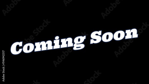Animated text coming soon with cinematic intro style, 4K black background motion graphic.
