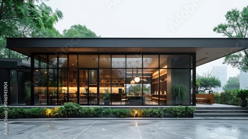 Modern Glass Pavilion Restaurant Design