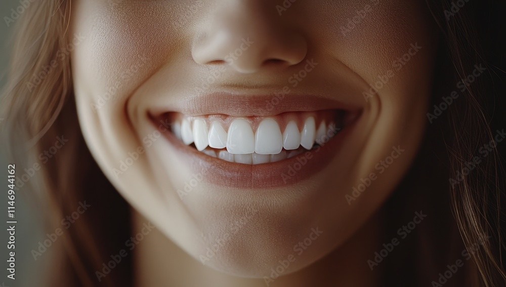 Closeup of a radiant smile showcasing pearly white teeth and healthy gums, a symbol of happiness and confidence Closeup of a radiant smile showcasing pearly white teeth and healthy gums, a symbol of happiness and confidence