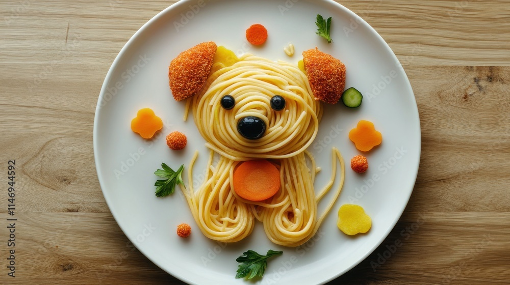 custom made wallpaper toronto digitalCute spaghetti dog shaped kids meal on plate.