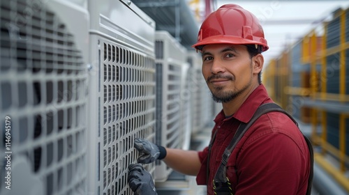HVAC Technician Inspecting Air Conditioning Units