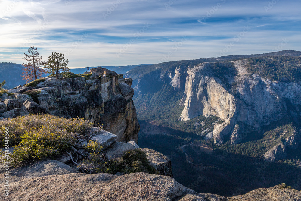 Hiking Taft Point with a view of Half Dome