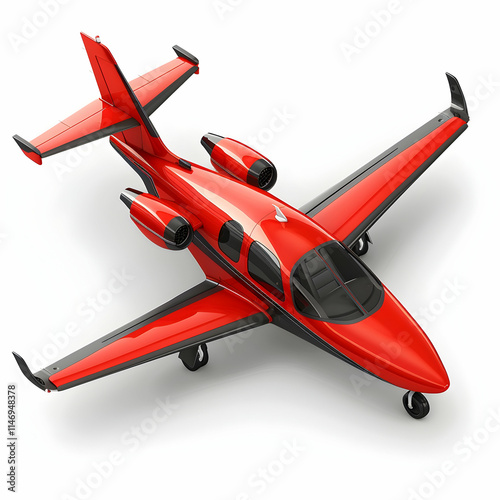 A sleek red private jet with a modern design and dual engines, ideal for luxury travel.