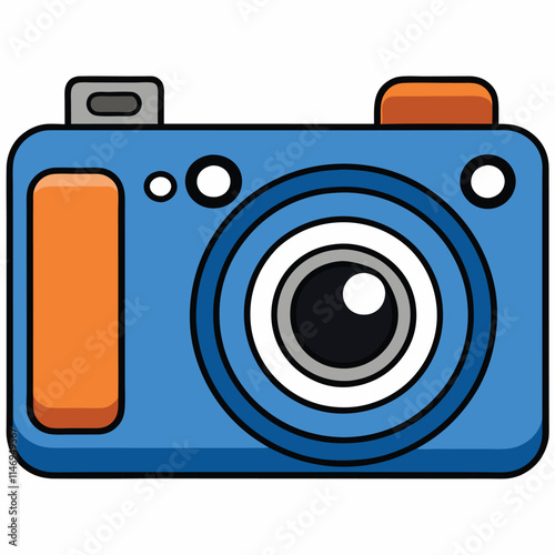 Point-and-Shoot Camera flat vector illustration white background 